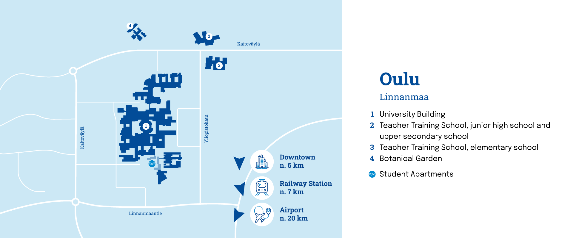 map of Oulu Linnanmaa campus